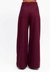 WINE WIDE LEG TAILORED TROUSERS